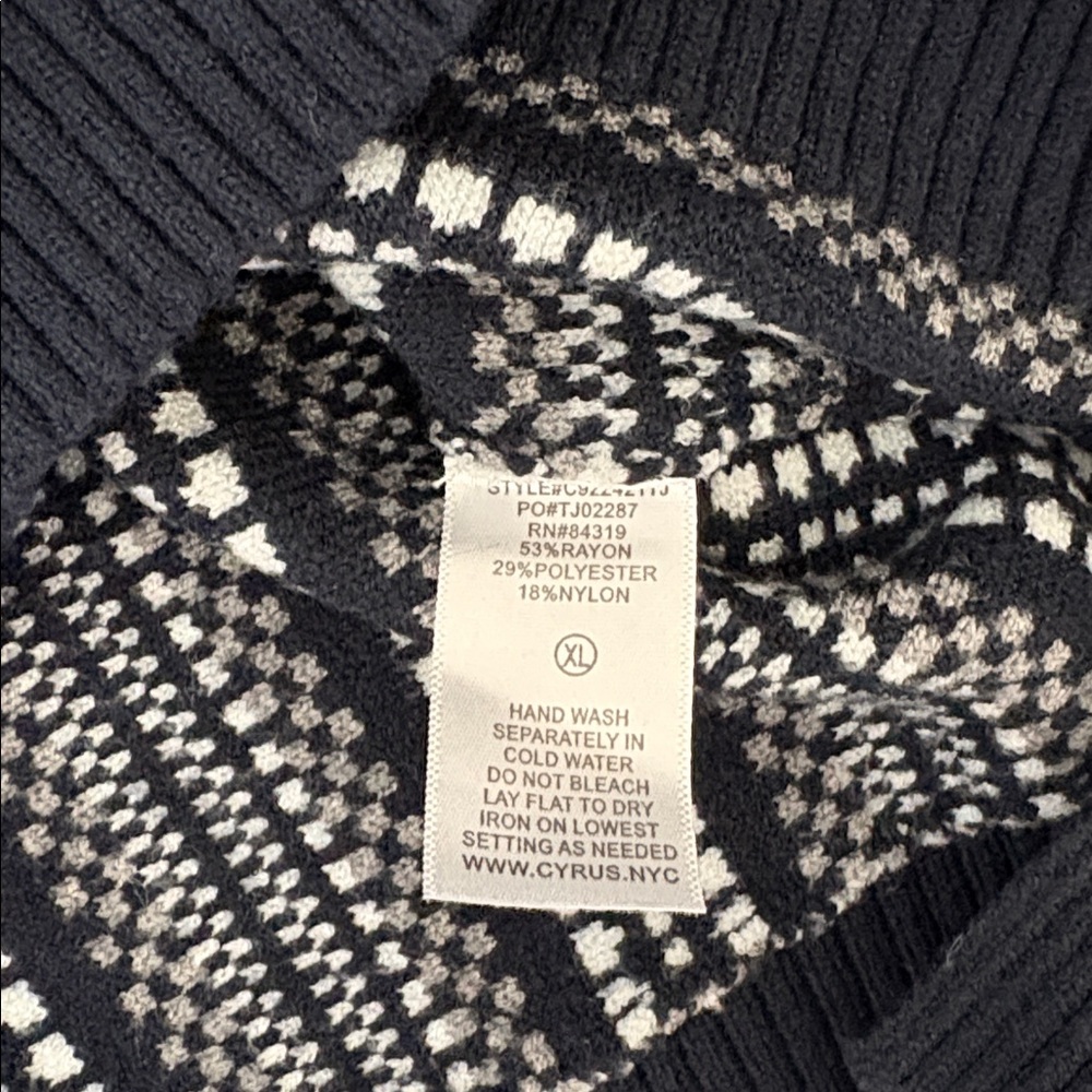 Navy Patterned Sweater - image 4